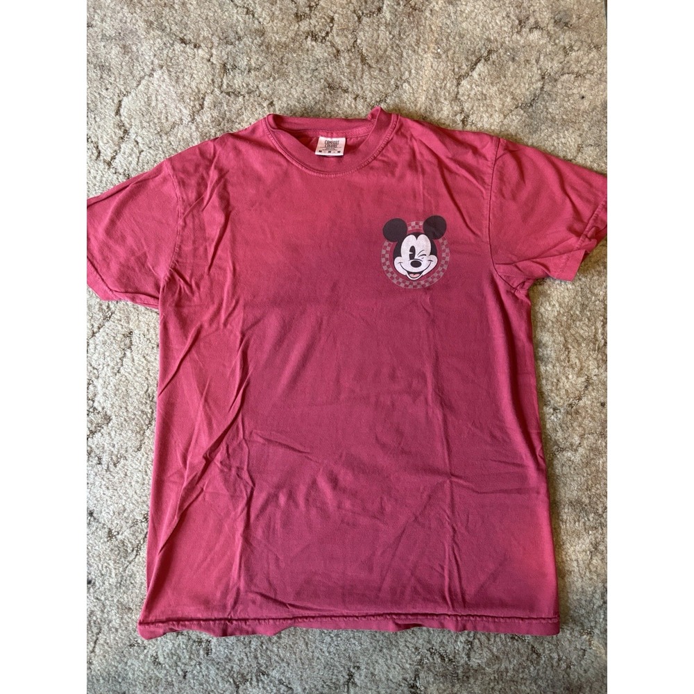 Disney Comfort Colors Mickey & Co T Shirt Mens Medium M Crimson Red Retro Friend